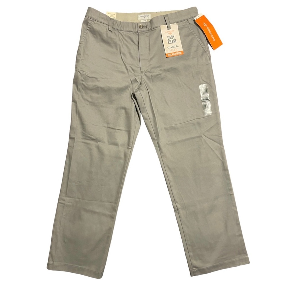 DOCKERS Easy Khaki Pants Straight Fit Stretch Comfort Waistband Gray 36 x 30